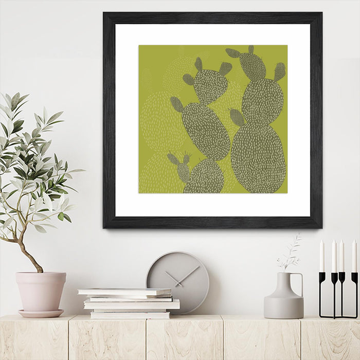 \"Opuntia Ii\" Matted and Framed Black 36x36 Wall Art