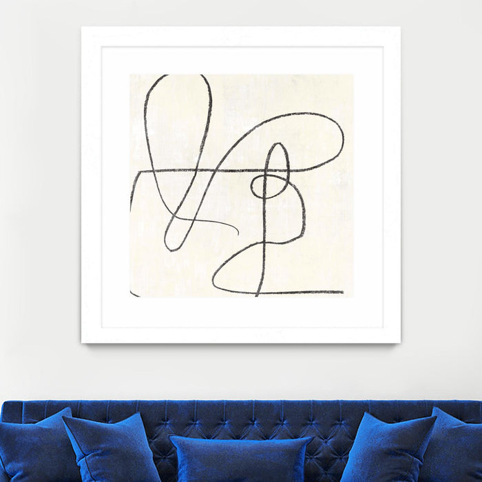 \"Juxtaposing\" Matted and Framed White 36x36 Wall Art