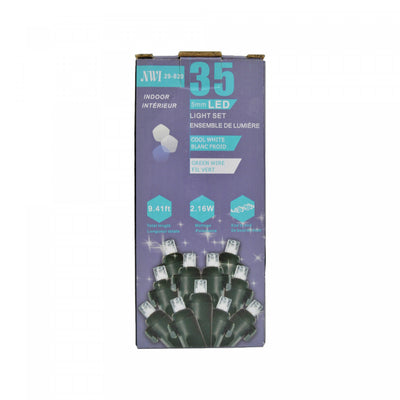 35 Lt 5mm LED Indoor Light Set Cool White Bulbs - Set of 2 Christmas Lights|Jeu de 35 lumières à DEL de 5 mm pour l’intérieur avec ampoules blanc froid - ensemble de 2 jeux de lumières de Noël