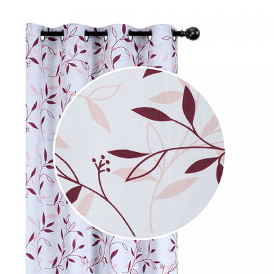 Decorative Polyester Panel Leafy Burgundy 96" - Set of 2 Drapes and Blinds|Rideau décoratif de 96 po en polyester orné de feuilles bourgogne - ensemble de 2 rideaux