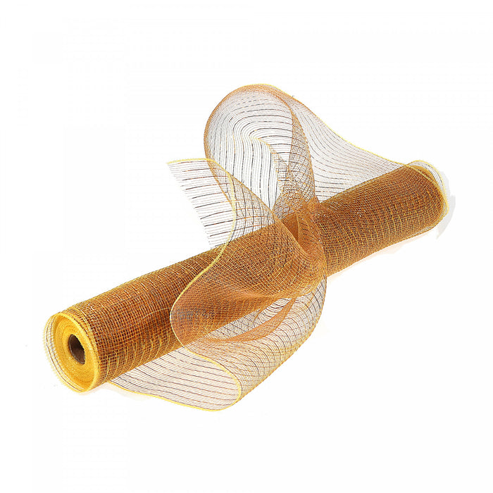 Mesh Ribbon Gold with Gold Stripes 21\"x10\" - Set of 2 Crafts