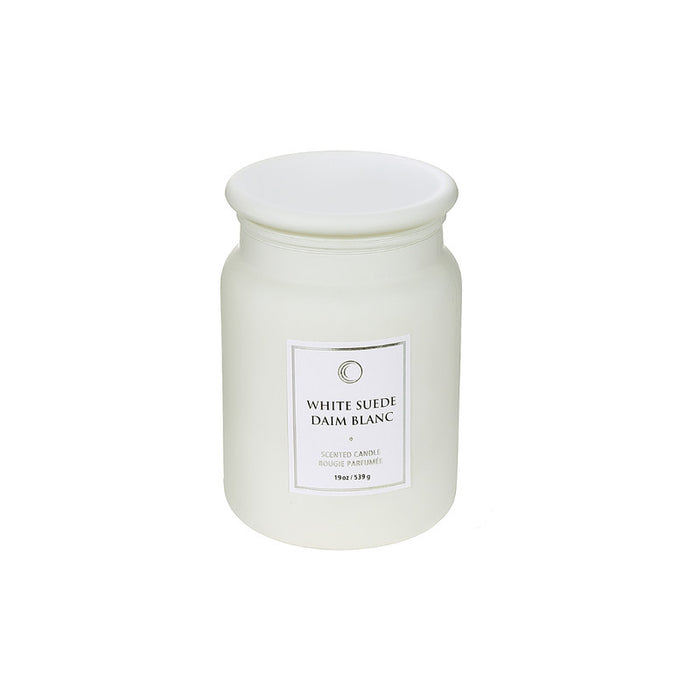 19 Oz Luxe Scented Candle with Glass Lid White Suede - Set of 2