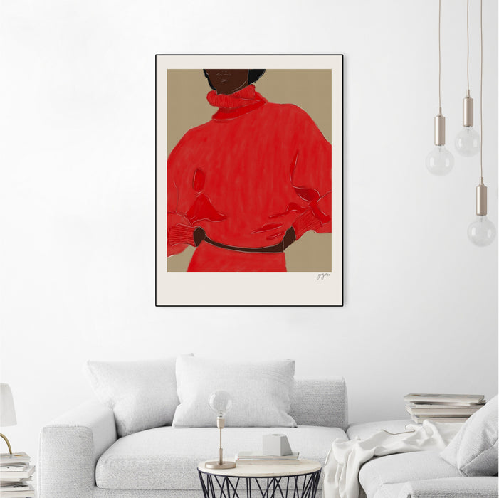 \"Woman In Red\" Canvas Framed Black 30x40 Wall Art