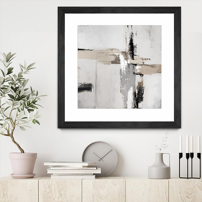 \"Off Edge Ii\" Matted and Framed Black 36x36 Wall Art