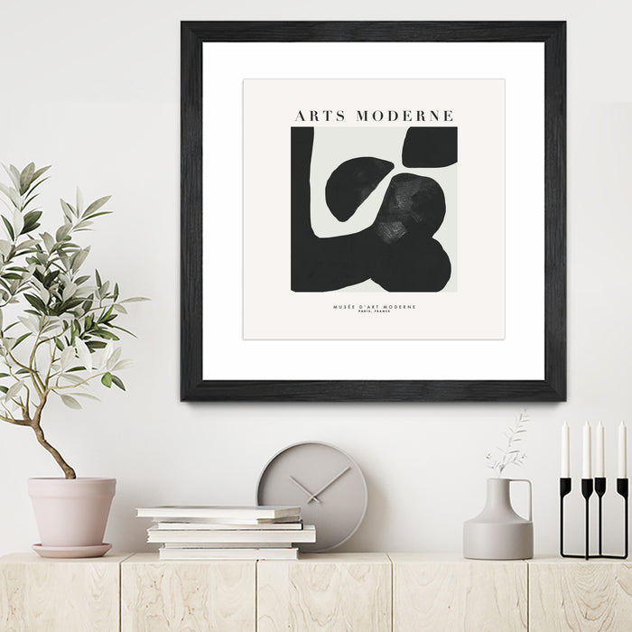 \"Art Moderne\" Matted and Framed Black 30x30 Wall Art