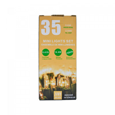 35 Lt Indoor Mini Light Set Clear Bulbs - Set of 2 Christmas Lights|Jeu de 35 petites lumières pour l’intérieur avec ampoules transparentes - ensemble de 2 jeux de lumières de Noël