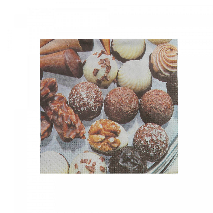 20 Pack 3 Ply Cocktail Napkin Chocolate Truffles - Set of 6