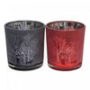 Glass Tealight Holders Amber Trees - Set of 2 Candle Holder