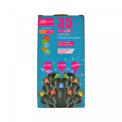 35 Lt 5mm LED Indoor/outdoor Light Set Multi Bulbs - Set of 2 Christmas Lights|Jeu de 35 lumières à DEL de 5 mm pour l’intérieur et l’extérieur avec ampoules multicolores - ensemble de 2 jeux de lumières de Noël