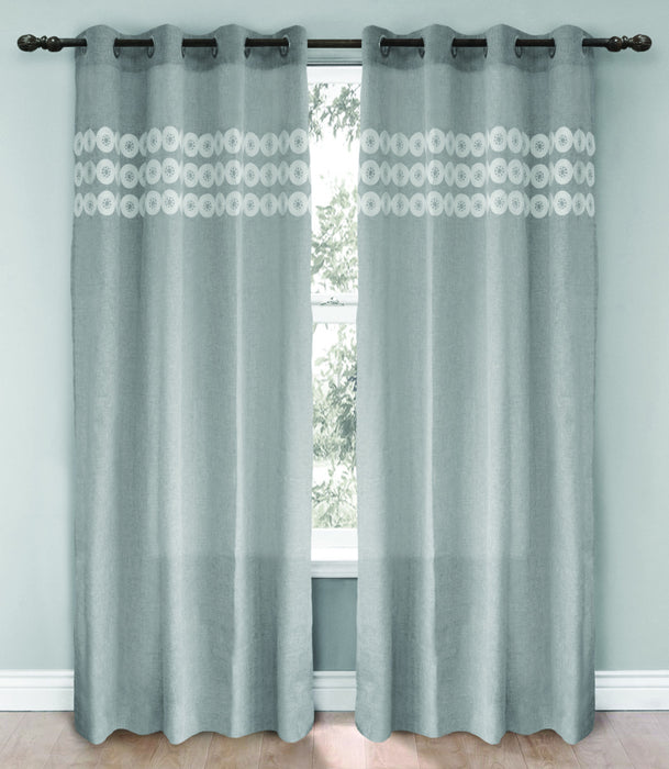 Macy 54\" x 95\" Embroidered Grommet (Set of 2) - Grey