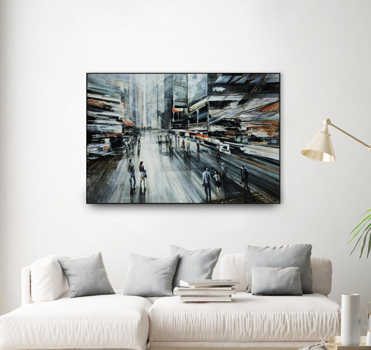 \"Rush\" Canvas Framed Black 36x24 Wall Art