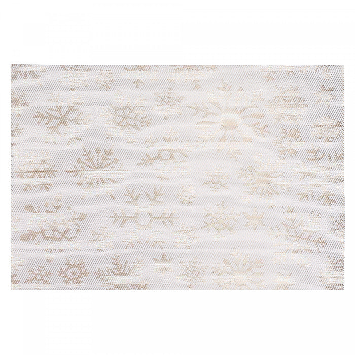 Vinyl Placemat Gold Snowflake on White - Set of 12