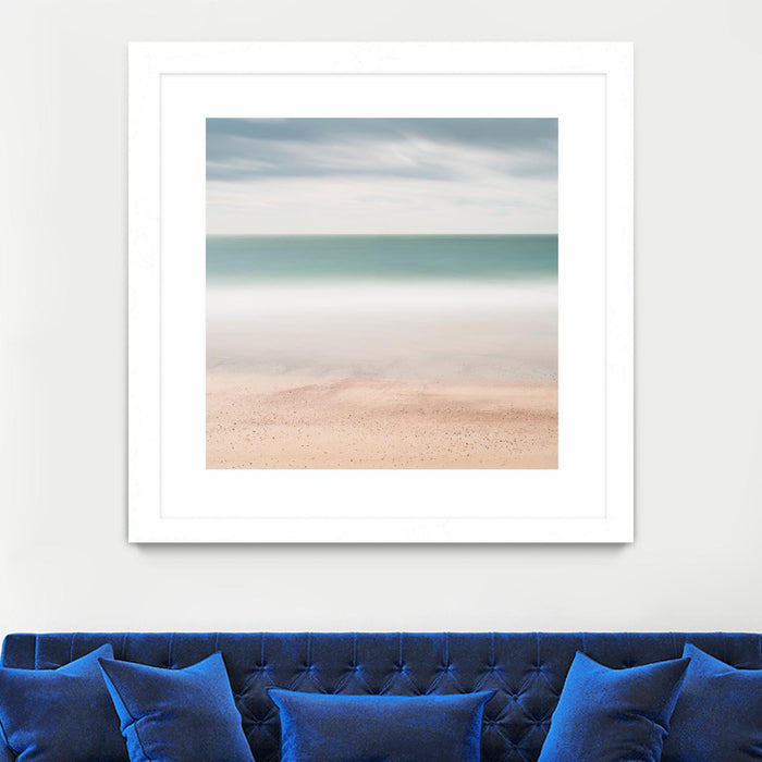 \"Beach, Sea, Sky\" Matted and Framed White 30x30 Wall Art