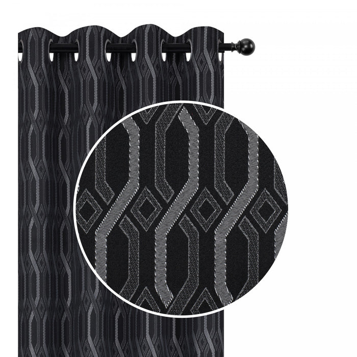 Jacquard Blackout Panel Chain link Black 84\"- Set of 2