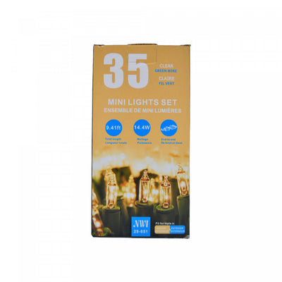 35 Lt Indoor/outdoor Mini Light Set Clear Bulbs - Set of 2 Christmas Lights|Jeu de 35 petites lumières pour l’intérieur et l’extérieur avec ampoules transparentes - ensemble de 2 jeux de lumières de Noël