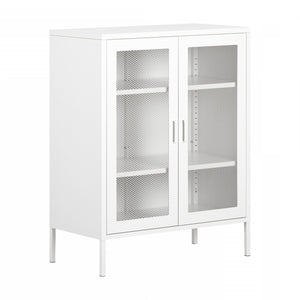 Crea Metal Mesh 2-Door Accent Cabinet - Pure White