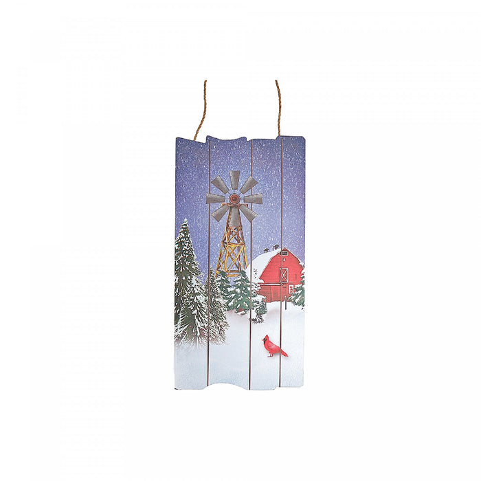 Wooden Red Barn and Windmill Wall Plaque