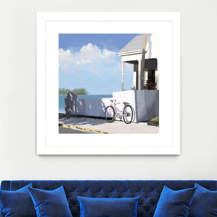 \"Key West Cabana Ii\" Matted and Framed White 30x30 Wall Art