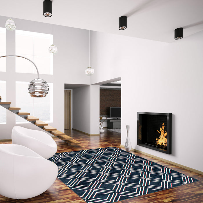 August Geod Navy-White 5'3\" x 7'3\" Area Rug