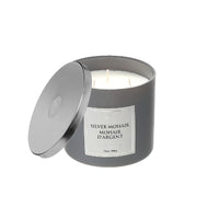 14 Oz 3 Wick Luxe Scented Candle with Lid Silver Mohair - Set of 2