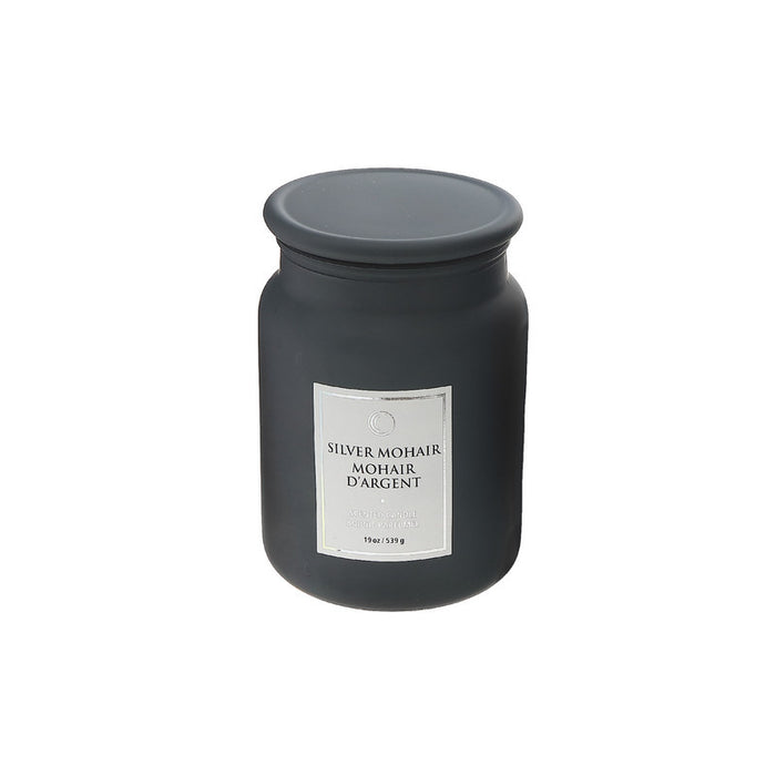 19 Oz Luxe Scented Candle with Glass Lid Silver Mohair - Set of 2