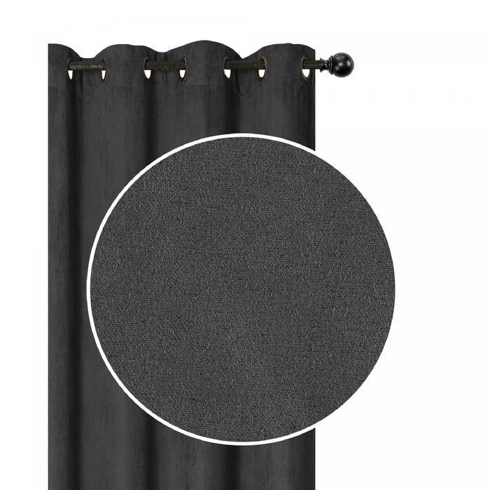 Faux Suede Panel With 8 Grommets Grey - Set of 2 Drapes and Blinds