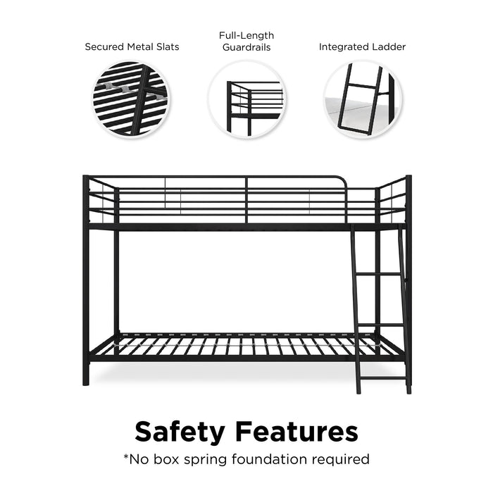 Dorel Home Atwater Living Bloor Small Space Twin Over Twin Bunk Bed - Black