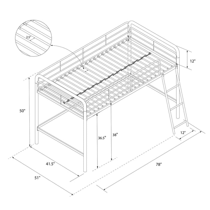 Atwater Living Cora Junior Metal Loft Bed - Pink