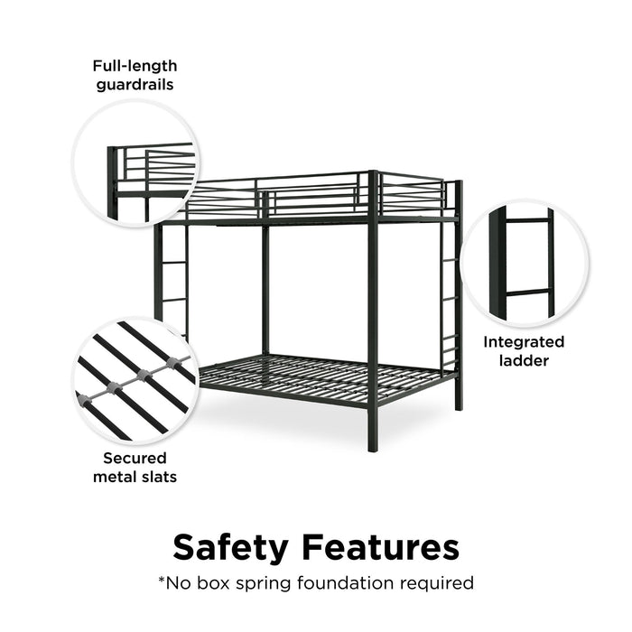Dorel Home Atwater Living Parker Full Over Full Metal Bunk Bed - Black