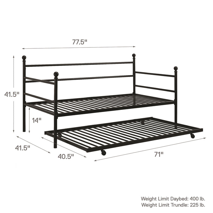 DHP Daybed and Trundle Metal Bed - Black