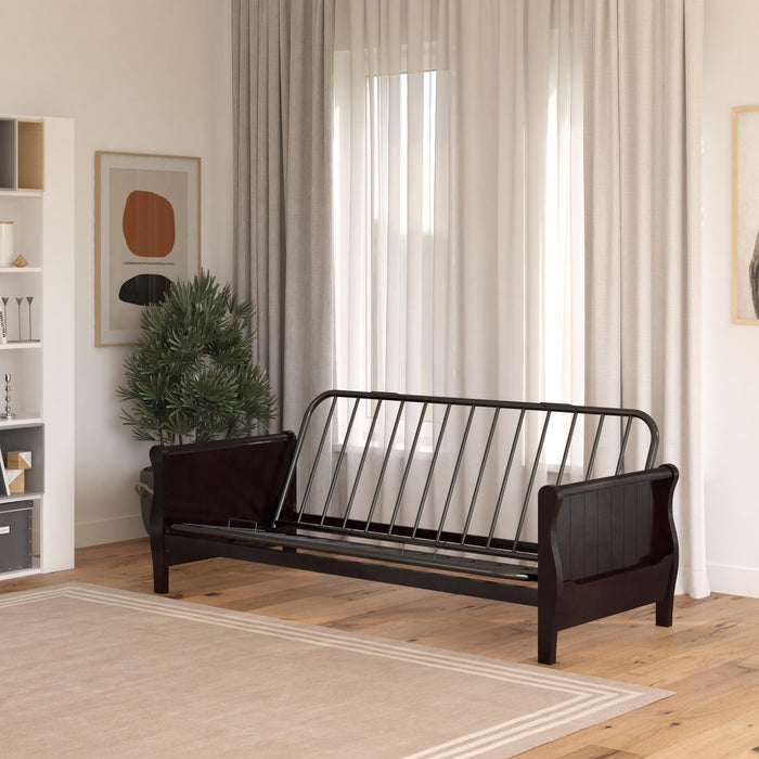 Dorel Home Atwater Living Ronson Wood Arm Futon With Espresso Wood Finish