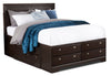 Yorkdale 12-Drawer Platform Bed with Headboard & Storage Frame, Made in Canada, Brown - Full Size