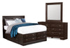 Yorkdale 5pc Bedroom Set with 12-Drawer Storage Bed, Dresser & Mirror, Brown - Full Size