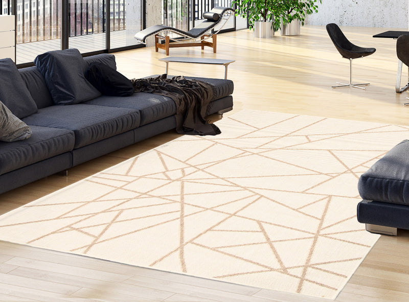 Sadie Abstract Champagne-Taupe Area Rug - 5'3\" x 7'7\"