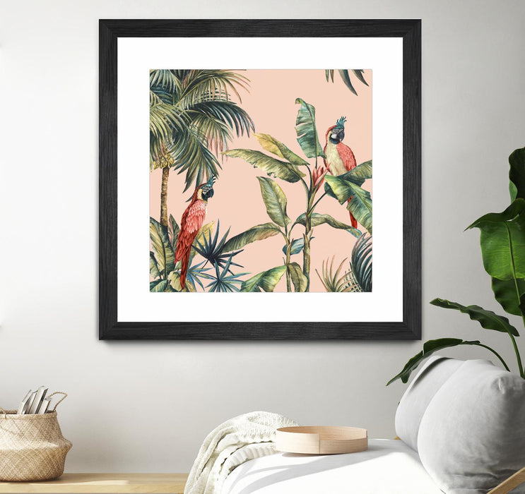 \"Tropicano Ii\" Matted and Framed Black 36x36 Wall Art