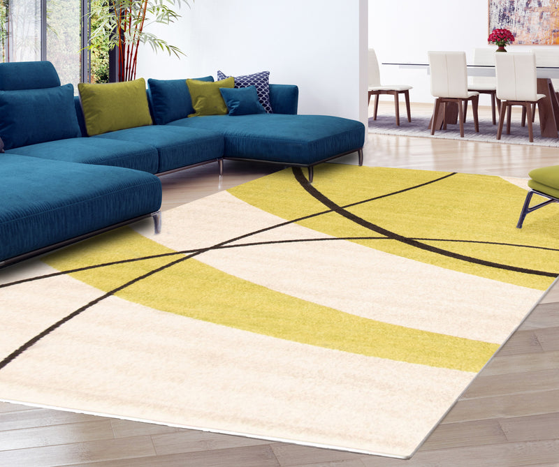 Carson Cream-Green Area Rug - 3'11\" x 5'7\"