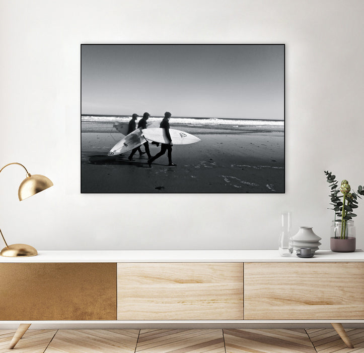 \"Surfers Iii\" Canvas Framed Black 24x18 Wall Art