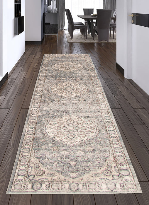Octavian Tabriz Blue-Ivory Area Rug - 2'7\" x 8'2\"