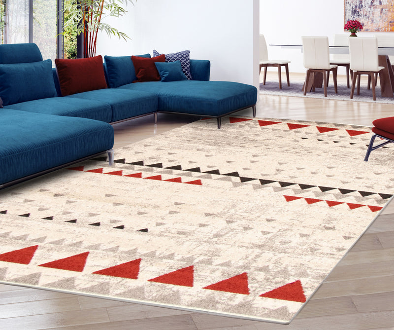 Raja Ivory-Red Area Rug - 3'11\" x 5'7\"