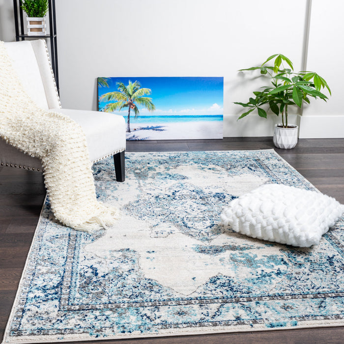 Roma Diamond Blue 4x6 Area Rug