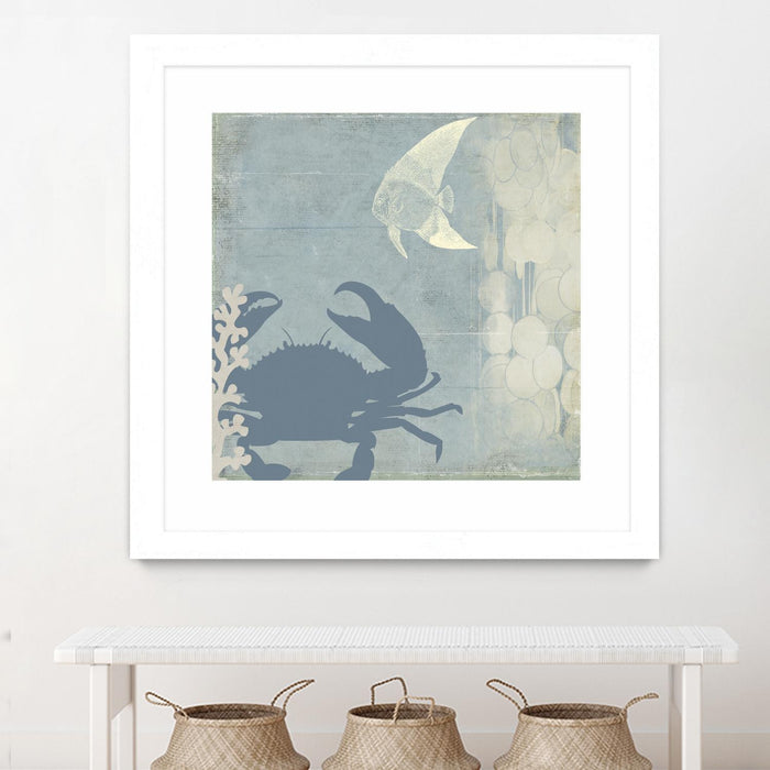 \"Ocean Life Ii\" Matted and Framed White 36x36 Wall Art