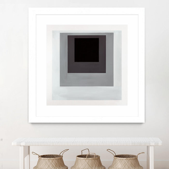 \"Inside Box Thinker\" Matted and Framed White 36x36 Wall Art