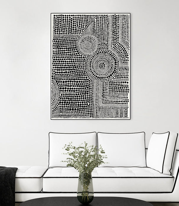\"Clustered Dots A\" Canvas Framed Black 18x24 Wall Art