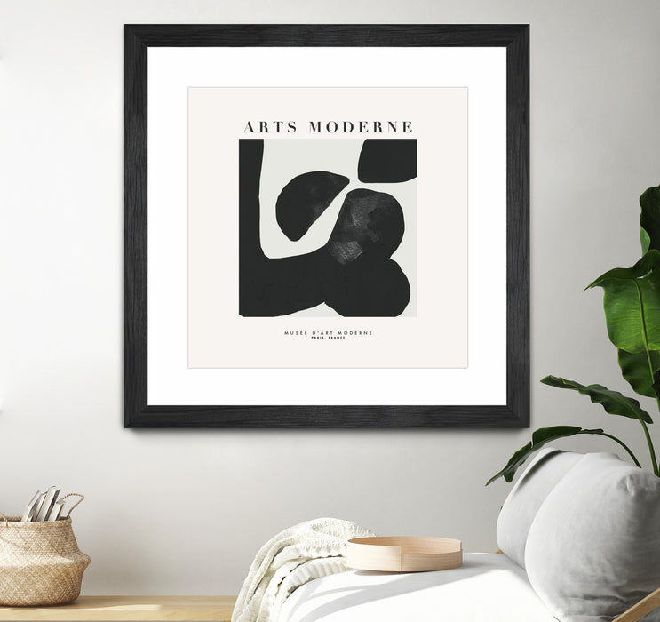 \"Art Moderne\" Matted and Framed Black 30x30 Wall Art