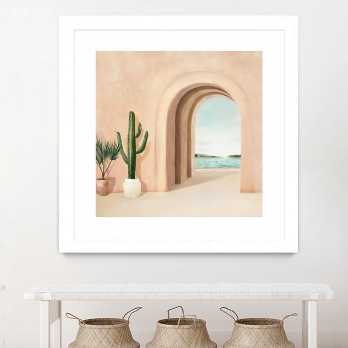 \"Coastal Arch\" Matted and Framed White 36x36 Wall Art