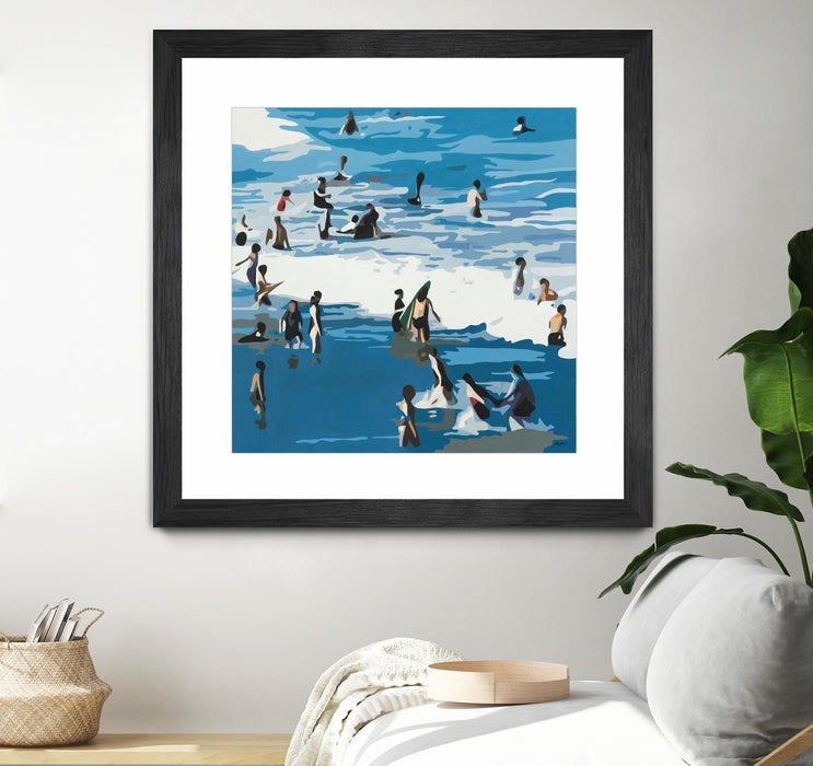 \"Surf's Up\" Matted and Framed Black 36x36 Wall Art