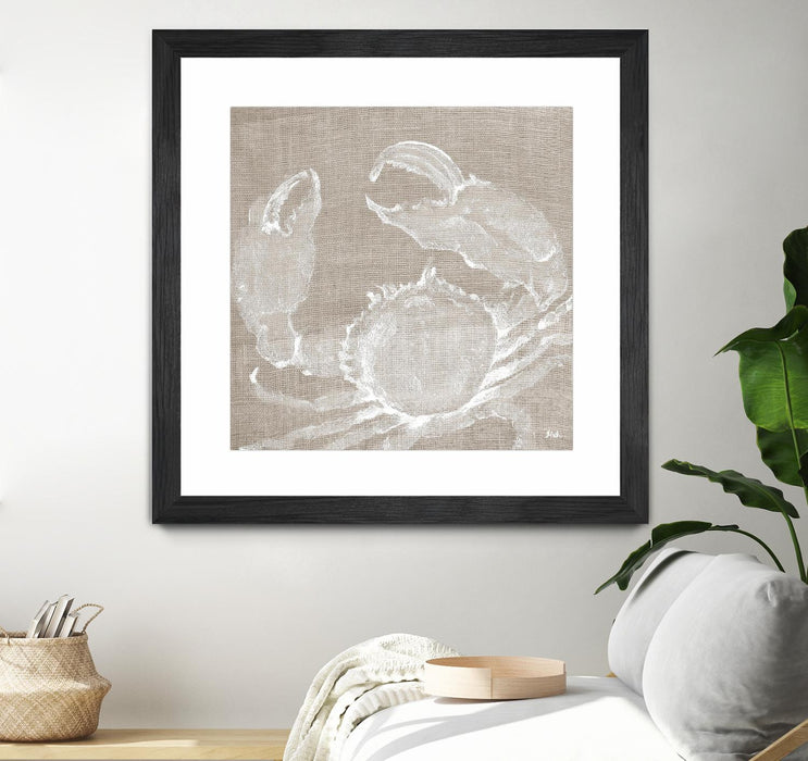 \"Neutral Surf Side I\" Matted and Framed Black 36x36 Wall Art