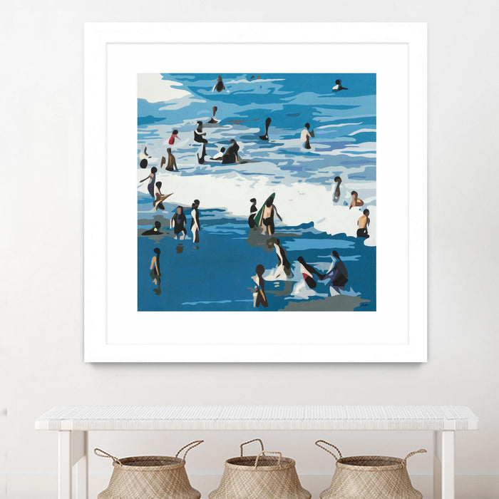 \"Surf's Up\" Matted and Framed White 30x30 Wall Art
