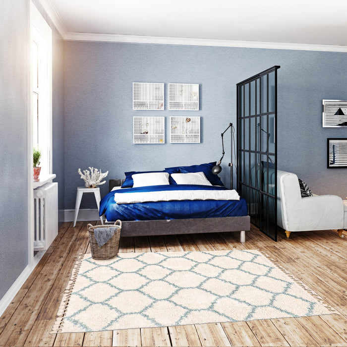 Helma Trellis Cream Shag 3'11\" X 5'11\" Area Rug