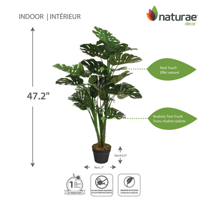 Artificial 47\" Monstera In Black Pot